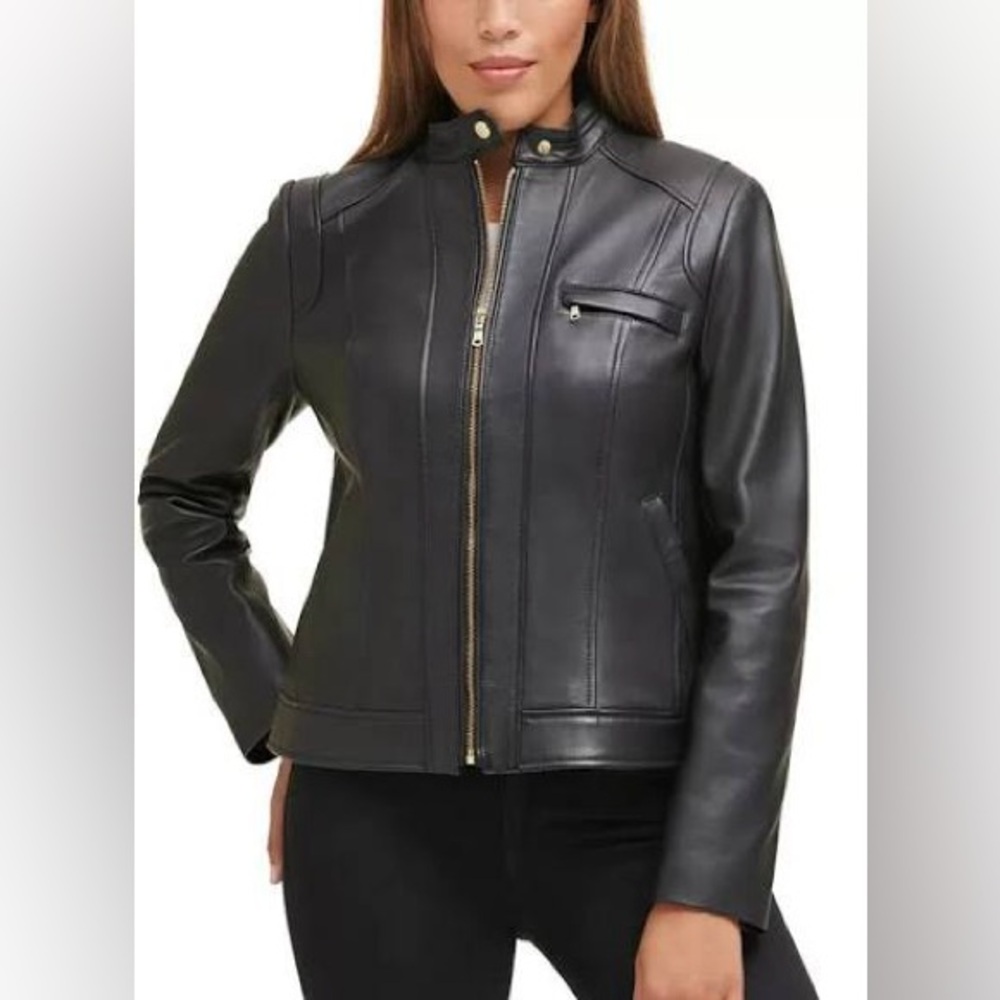 Cole Haan Women's Sleek Black Leather Jacket